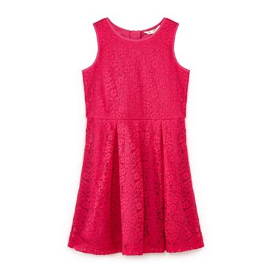 Girls' pink lace sleeveless dress